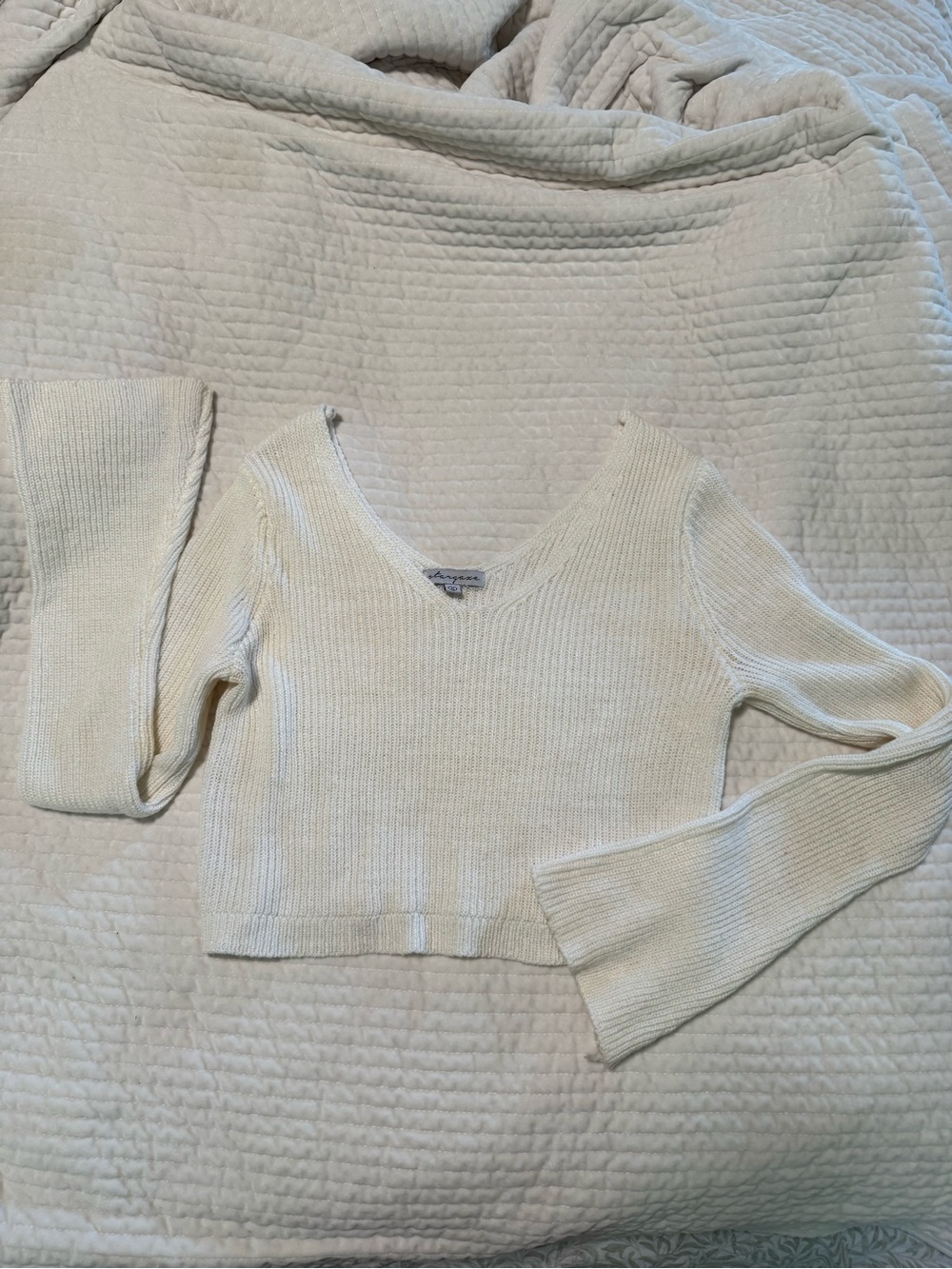 Cropped Sweater Top in Off-White